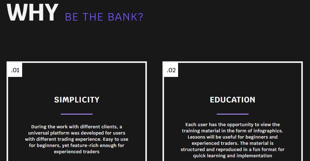 Be The Bank features